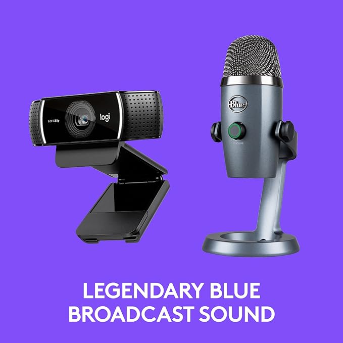 Logitech C922x Pro Webcam + Blue Yeti Nano - Perfect for Professional Video Calls, 1080p/30fps, 720p/60fps