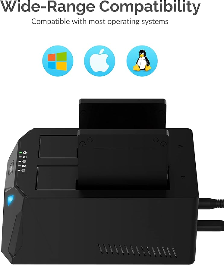 SABRENT USB Type C SATA 2.5” & 3.5” Dual Bay Hard Drive Docking Station | Offline Cloning | Up to 5Gbps | Tool Free Installation (EC-CH2B)