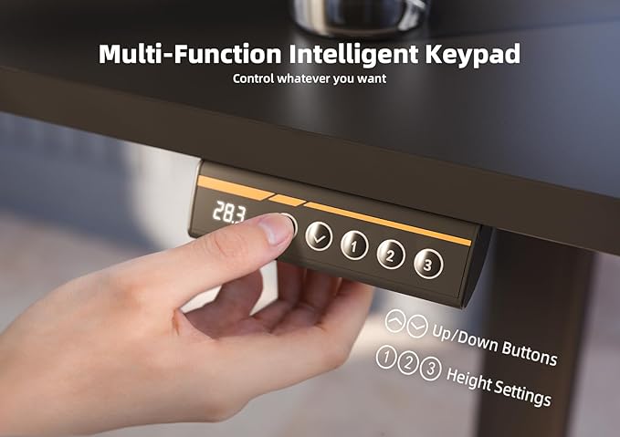 YDN Electric Standing Desk, Adjustable Height Stand up Desk, 63x24 Inches Sit Stand Home Office Desk with Splice Board, Black Top