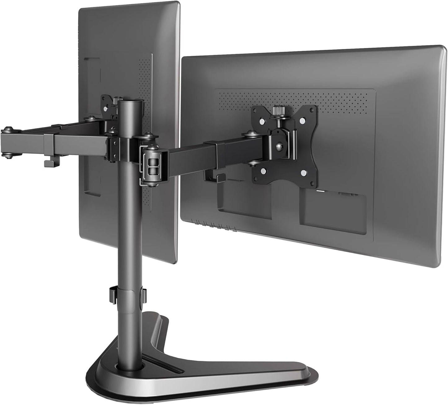 Claiks Dual Monitor Mount, Ergonomic Adjustable Monitor Arm for Max 32 inch Screens, Adjustable Computer Monitor Stand up to 40 lbs, VESA Mounting Holes 75&100mm, Black