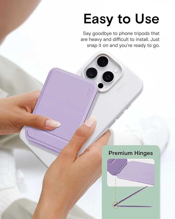 MOFT Phone Tripod Wallet for iPhone, Mulit-Angles, Lightweight Phone Stand, MOVAS Vegan Leather Magnetic Wallet, Strong Magnets, NFC Card Holder,Travel Essential, Panna Cotta (with Card Slot)