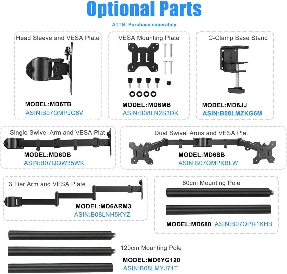 Suptek Dual LED LCD Monitor Stand up Free-Standing Desk Mount for 2 / Two Screens up to 32 inch Extra Tall 31.5 inch Pole Heavy Duty Fully Adjustable Stand Vertical Array (ML6802)