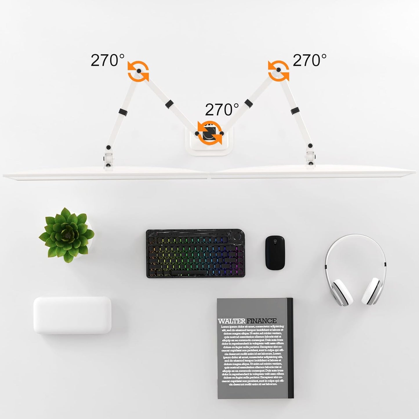 Pholiten Dual Monitor Stand, Heavy Duty Adjustable Monitor Arm Desk Mount for 2 Screens up to 42Inches, Tilt, Swivel, Rotate, Supports Tilt, Swivel, Rotate, Supports 22 lbs per Arm,White