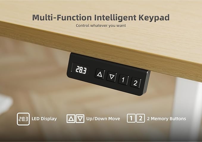 Seang Standing Desk with Adjustable Height, 63x24 Inch Electric Stand Up Desk for Home Office, Studio, Computer Workstation, Nature Top