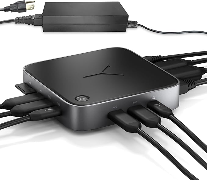 Brydge Stone CORE Powered Charging Docking Station – 10 Ports, 100W PD, Dual Monitor Docking Station, 4K60Hz, 8K HDMI, SD 4.0, USB-A & USB-C, Ethernet – Windows & MacOS Compatible Laptop