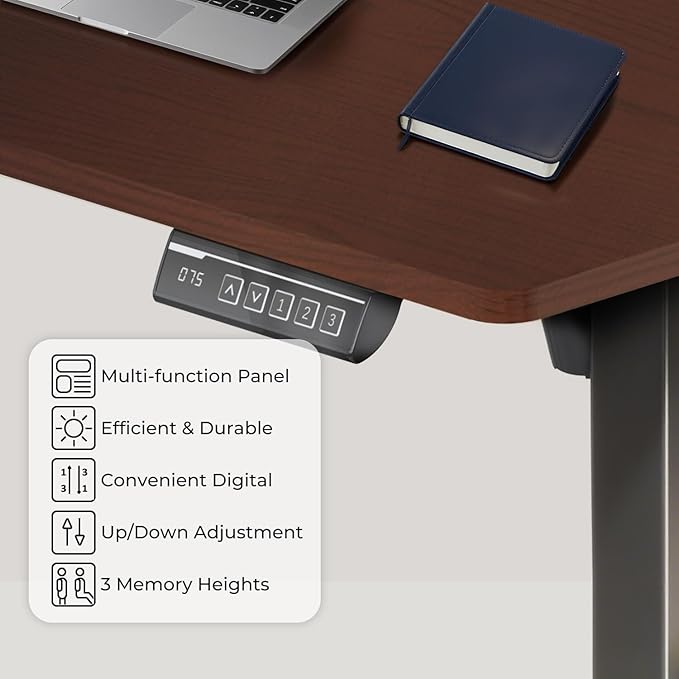 Electric Standing Desk 48 x 24 Inches - Height Adjustable Sit Stand Desk with Black Top & Black Frame, Home Office Desk for Work/Gaming, Quiet Motor, Memory Presets, Black