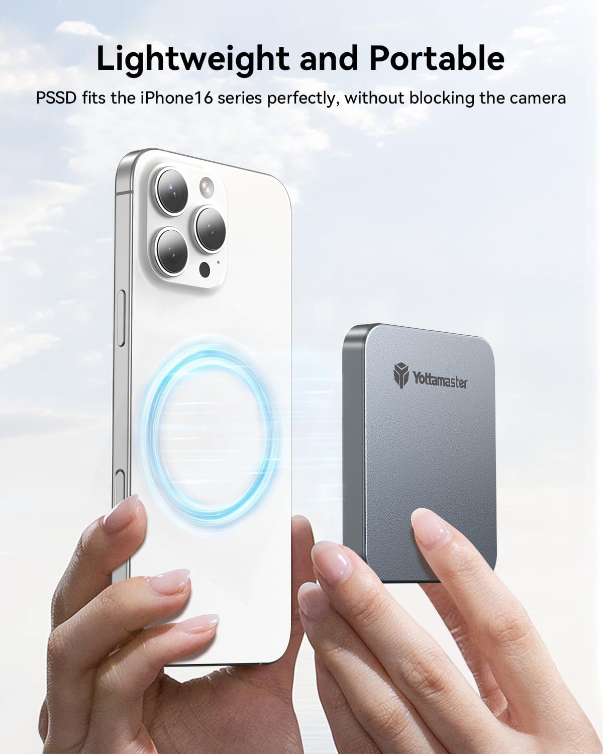 Yottamaster 2TB Magnetic External SSD, Up to 2000MB/s USB 3.2 Gen 2x2 Portable Solid State Drive, Supports 4K ProRes HDR Compatible with iPhone 16/15 Pro Max, Smartphone, Tablet, Laptop