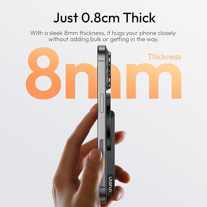 ULANZI MA60 Magnetic Phone Tripod Stand for iPhone - Aluminium Smartphone Mini Tripod Pocket Cell Phone Stand Strong Magnet Quick Mount Compatible with iPhone 16 15 14 13 12 Series, Black