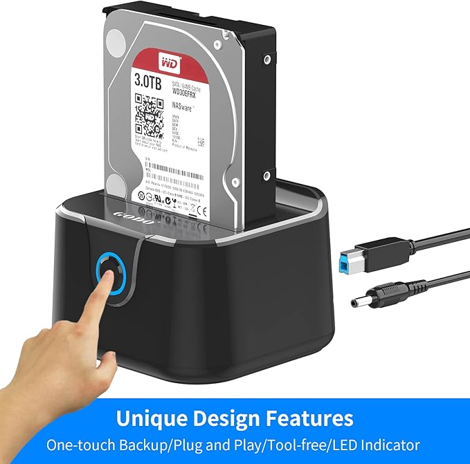 GODO Single Hard Drive Docking Station USB 3.0 to SATA III for 2.5/3.5 inch HDD SSD, External Hard Drive Dock with UASP (5 Gbps),Support Offline Clone and Max