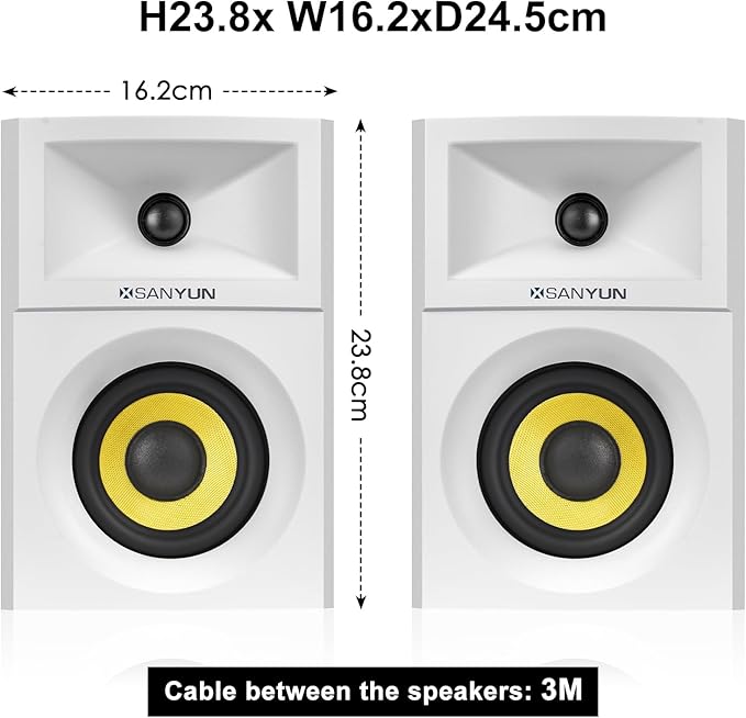 SW205 4" Bookshelf Speakers | Immersive HiFi Audio with Virtual Surround | Flagship DAC/DSP Engine | Geometric Diffusion Cabinet | 80W, Bluetooth 5.4/Optical/AUX Inputs, Wireless Remote, White