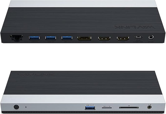 WAVLINK USB C Docking Station 3 Monitor with 100W PD, USB-C Laptop Dock Triple Display for Dell Hp Lenovo Windows, Type C Adapter Hub - Dual HDMI, DisplayPort, Ethernet, 4 USB3.0, SD/TF Slot, Audio