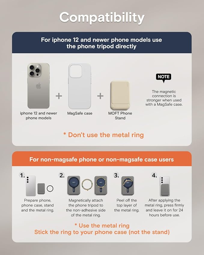 MOFT Phone Tripod Wallet for iPhone, Mulit-Angles, Portable Phone Stand, MOVAS Vegan Leather Magnetic Wallet, Strong Magnets, NFC Card Holder, Travel Essential, Earthen Beige (with Card Slot)