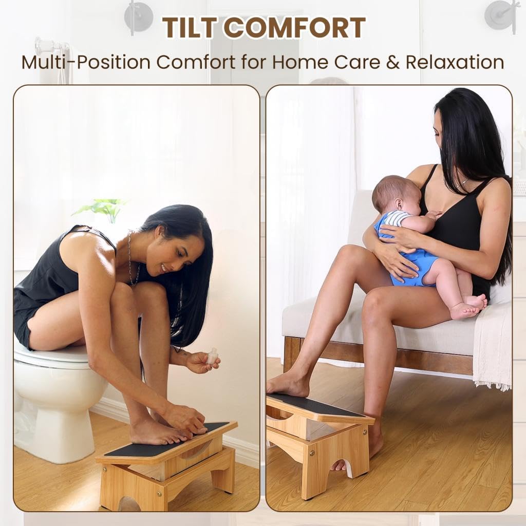 StrongTek Adjustable Foot Rest for Under Desk, 3-Level Adjust Incline, 7" Step Stool for Kids Adults, Ergonomic Foot Stool Relieves Swelling, One Step Stool with Non-Slip Surface for Home and Office