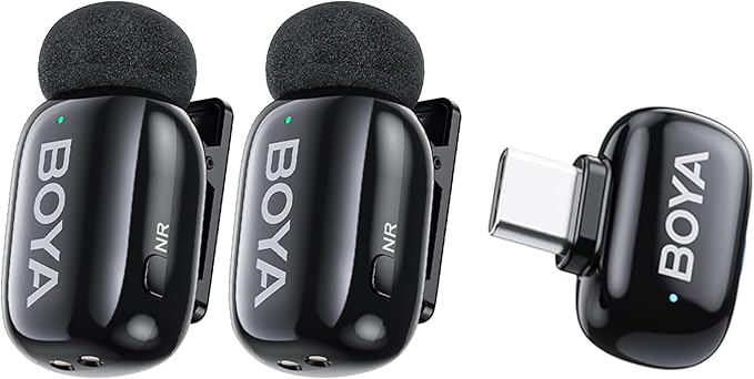BOYA Mini Wireless Lavalier Microphone for iPhone16/15 Android,USB-C Ultra Mini Mic with Noise Reduction, AI Voice Change, Lapel Mics for Video Recording, Vlogging, TikTok, YouTube(2TX+RXU)