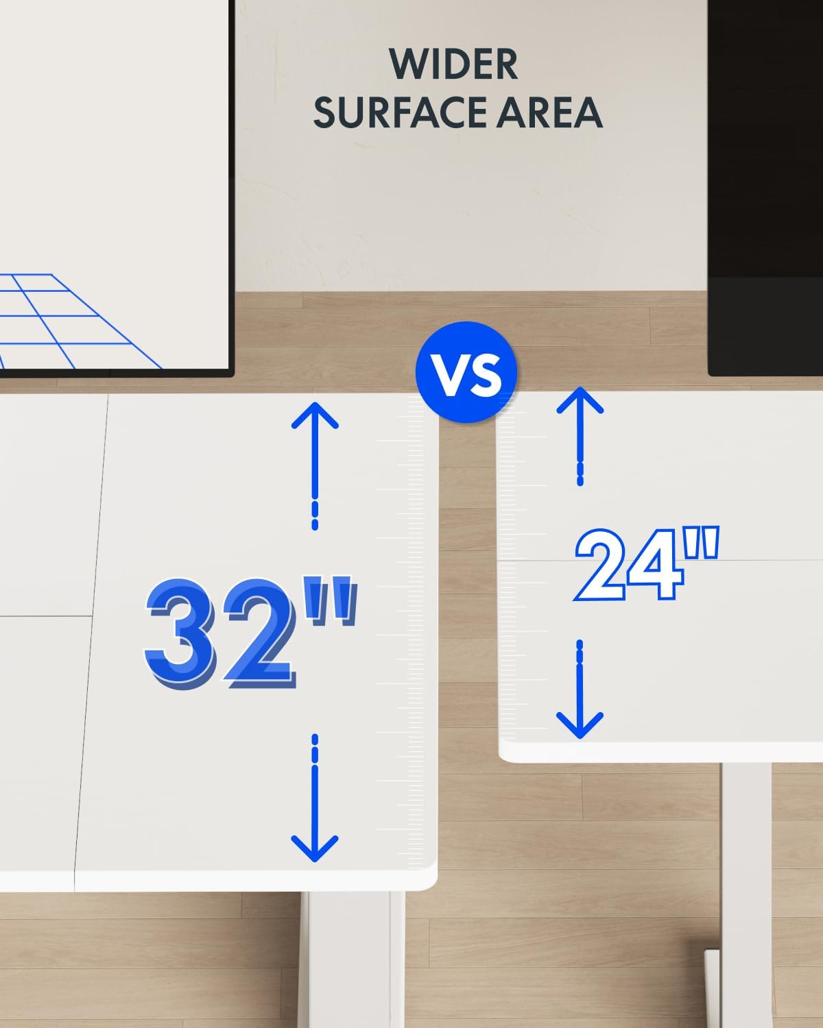 FLEXISPOT 63 x 32 Inch Large Standing Desk, Stand Up Desk with Splice Board, Rising Desks for Home Office, Office Desk with Cup Holder and Headphone Hook (White Frame + White Top, 2 Packages)