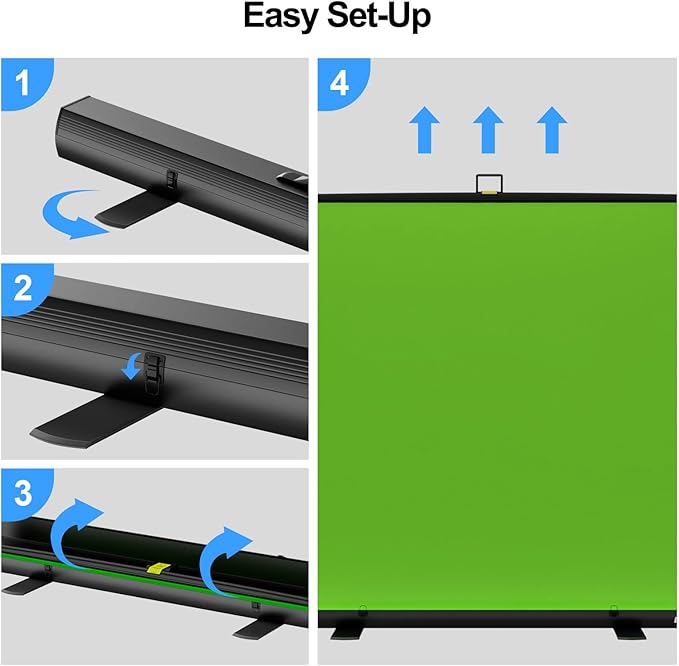 EMART Upgrade Green Screen, 61x72in Collapsible Chroma Key Panel for Background Removal, Portable & Retractable Wrinkle-Resistant Backdrop with Stand for Streaming, Photographic Studio, TikTok