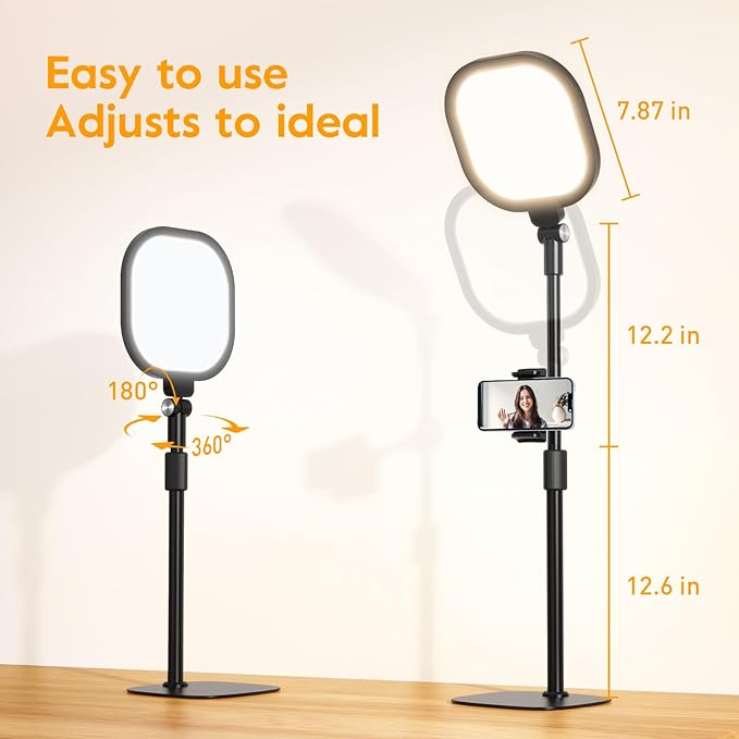 Video Conference Lighting for Zoom Meeting, Desk Lamps for Home Office, 30 Light Modes Desk Light, Ring Light for Desk with Flexible Stand & Memory Function for Zoom Lighting, Video Streaming, Drawing