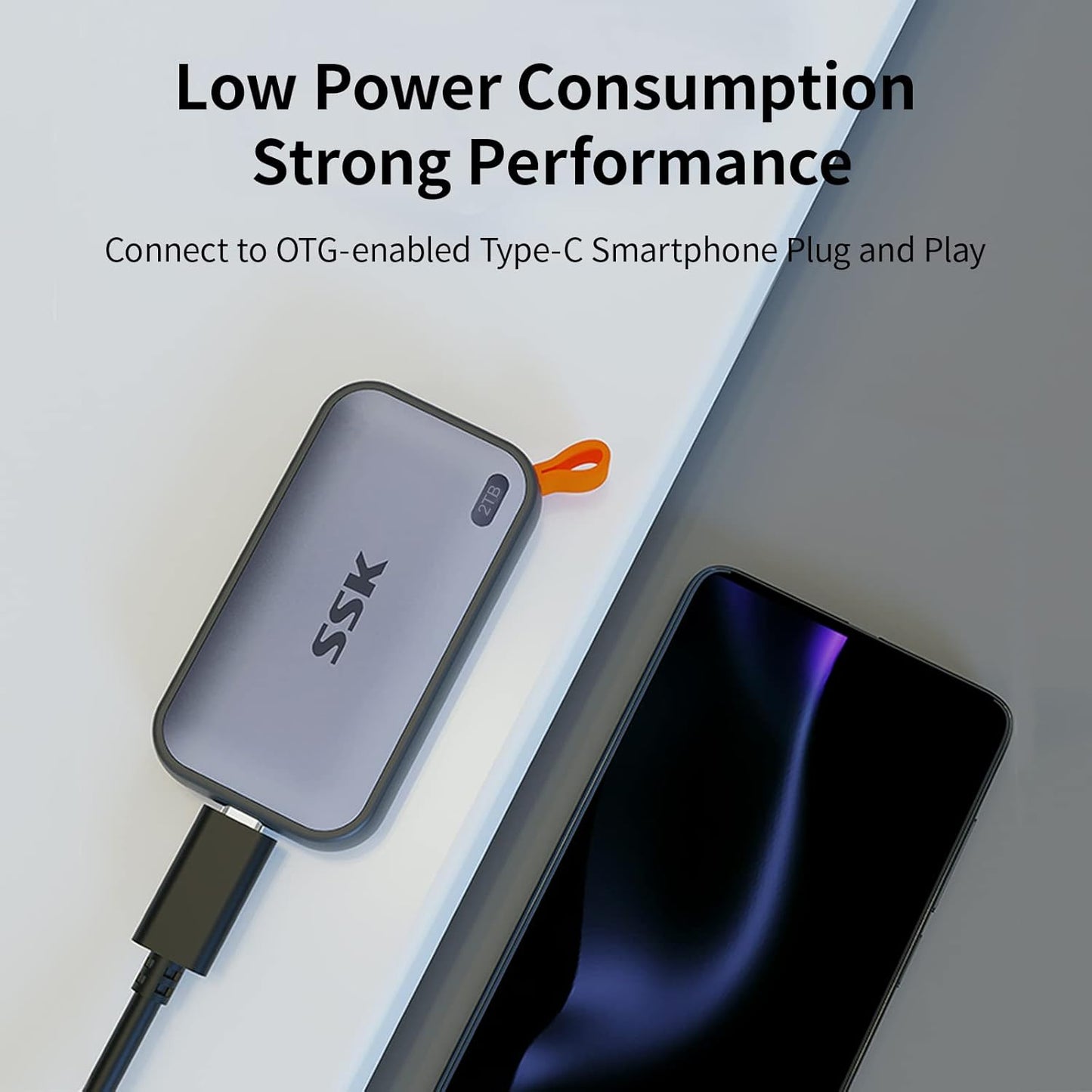 SSK Portable SSD 2TB External Solid State Drives, up to 1050MB/s USB C SSD External Hard Drive USB 3.2 Gen2 for iPhone 15/Pro, Windows, Mac, Android Phones and Tablets