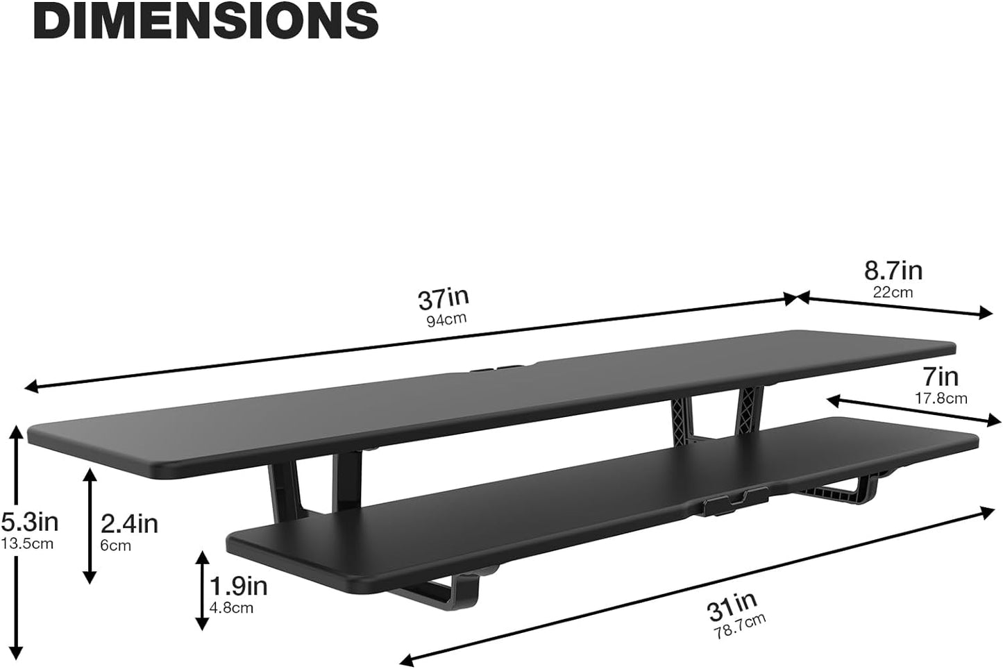 Dual Monitor Stand, 2-Tier Wood Monitor Riser with Storage Organizer and Cable Management, Black