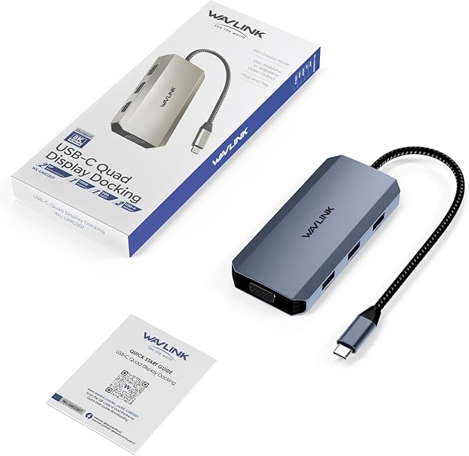 USB C Docking Station Dual DP Monitor, Displayport Docking Station with Dual DP, HDMI, VGA, USB2.0 Ports for Lenovo HP Dell, Windows System Computer (Gray)