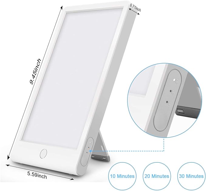 Light Therapy Lamp, SMY Blue Light Energy Lamp and Adjustable LED Blue Light, Tablet One Touch with Timer, 100% UV Free