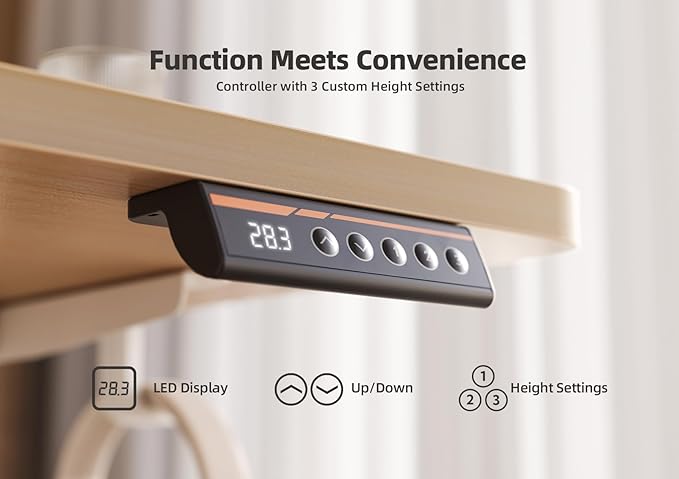 YDN Electric Standing Desk Adjustable Height, 55 x 24 Inches Stand up Desk with Cable Management, Home Office Desks with Splice Board & White Frame, Nature Top