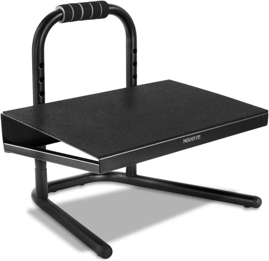 Mount-It! Height Adjustable Foot Rest for Standing and Sitting, Freestanding Under The Desk Footrest with Handle and Six Height Settings, Anti-Slip Padded Surface,Black