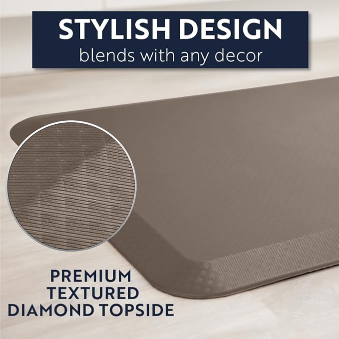 KANGAROO Thick Ergonomic Anti Fatigue Mats for Kitchen Floor, Cushioned Standing Office Desk Mat, Waterproof Scratch Resistant Topside, Supportive All Day Comfort Padded Foam Rugs, 20x32, Beige