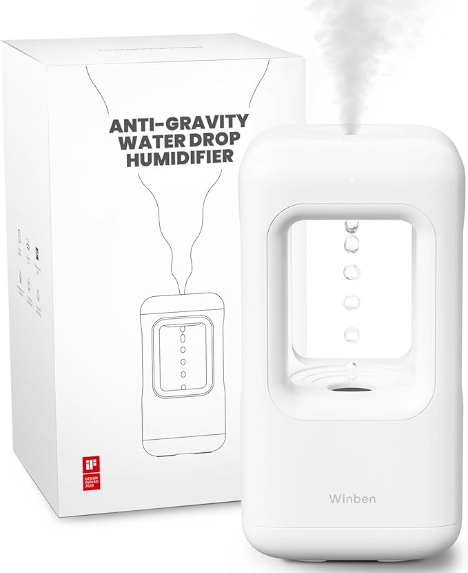 White Mini Plant Humidifier - Portable Desktop Cool Mist for Indoor Plants, Bedroom (0.6L, Auto Shut-Off)