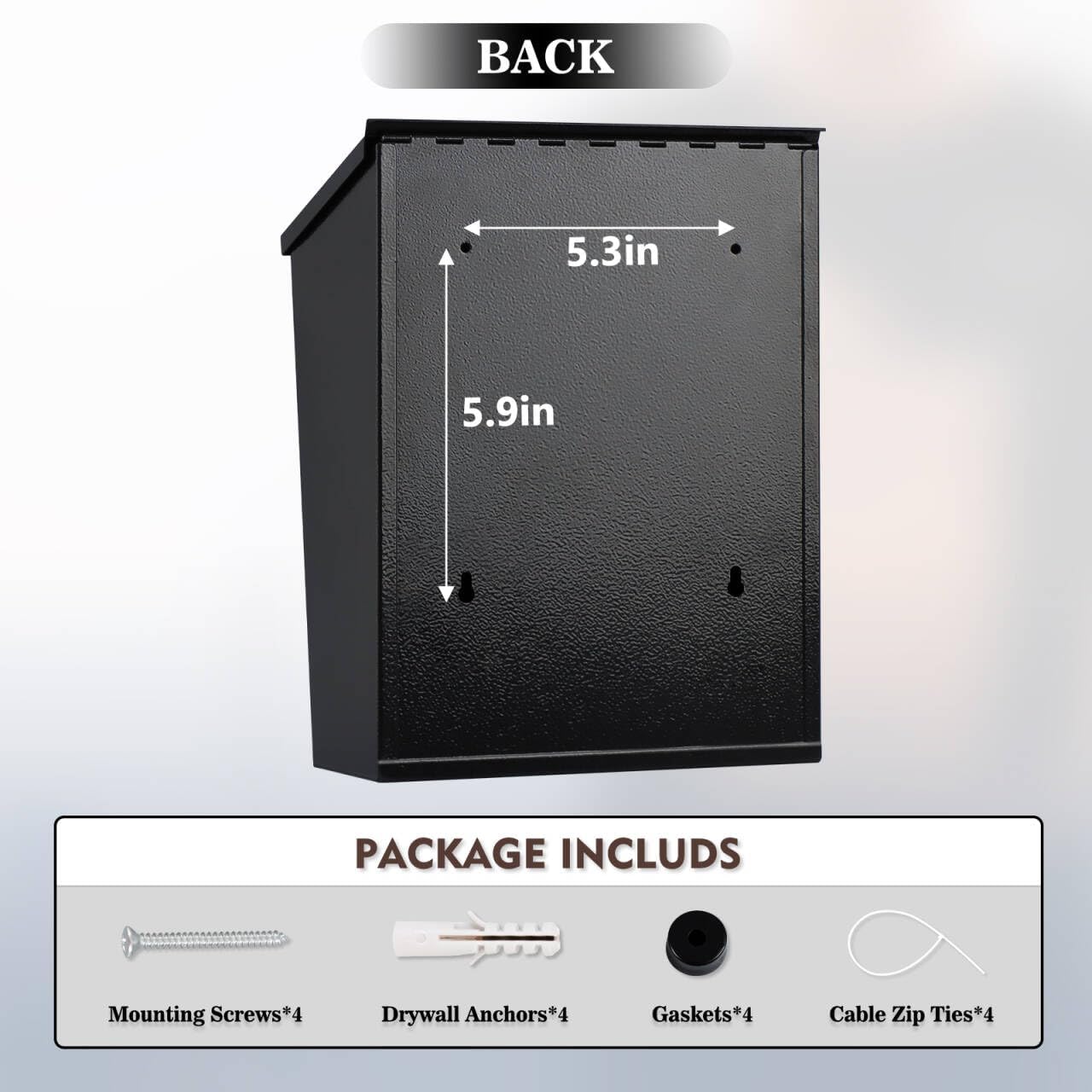 KYODOLED Convenient and Durable Wall Mount Mailbox for Outside, Easy Installation, Ample Storage Space to Accommodate Standard-Sized Letter, Magazine, Check, Black, Drop Box for Home or Apartment