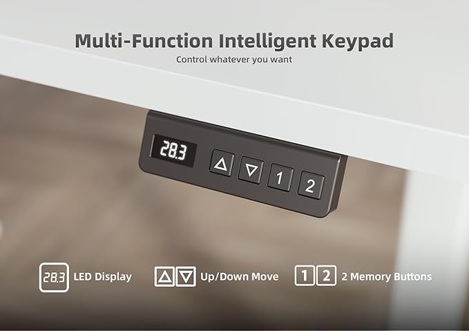 Seang Standing Desk with Adjustable Height, 63x24 Inch Electric Stand Up Desk for Home Office, Studio, Computer Workstation, White Top