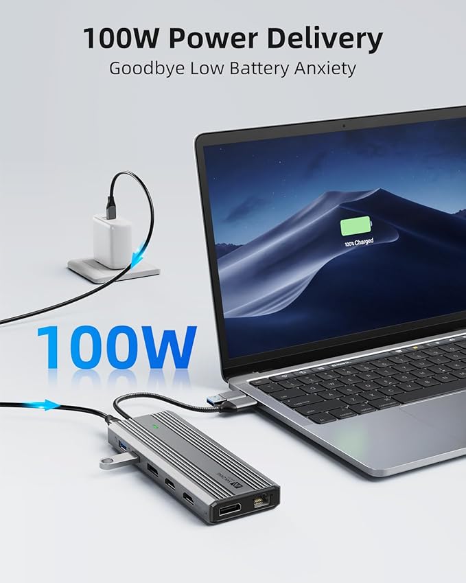 Displaylink Dock,Displaylink Docking Station Dual Monitor,10Gbps USB C Docking Station for MacBook M1/M2/M3/Windows,Laptop Docking Station with 2 HDMI 4K,2 PD 4K, Ethernet,USB 3.2,Mic/Audio,100W PD