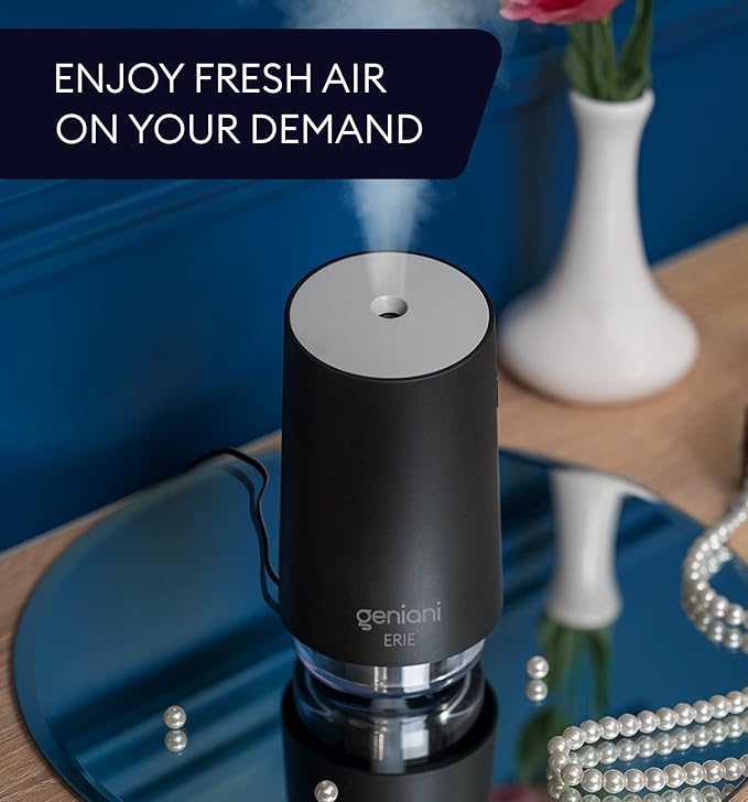 GENIANI Portable Small Cool Mist Humidifiers - Desktop Humidifier for Plants, Office, Car, Baby Room with Auto Shut Off & Night Light (White, 0.25L, USB)