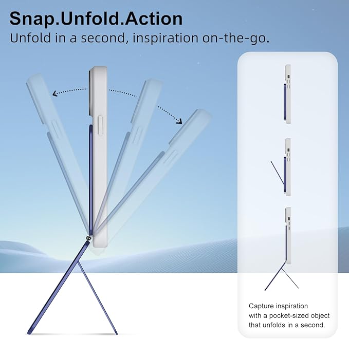 Phone Tripod Stand, Aluminum Alloy Mini Tripod Compatible with Magsafe iPhone 16/15/14/13/12 Series, Foldable Strong Magnetic Phone Stand, Mult-Angle Adjustment Selfie Stick (Navy Blue)