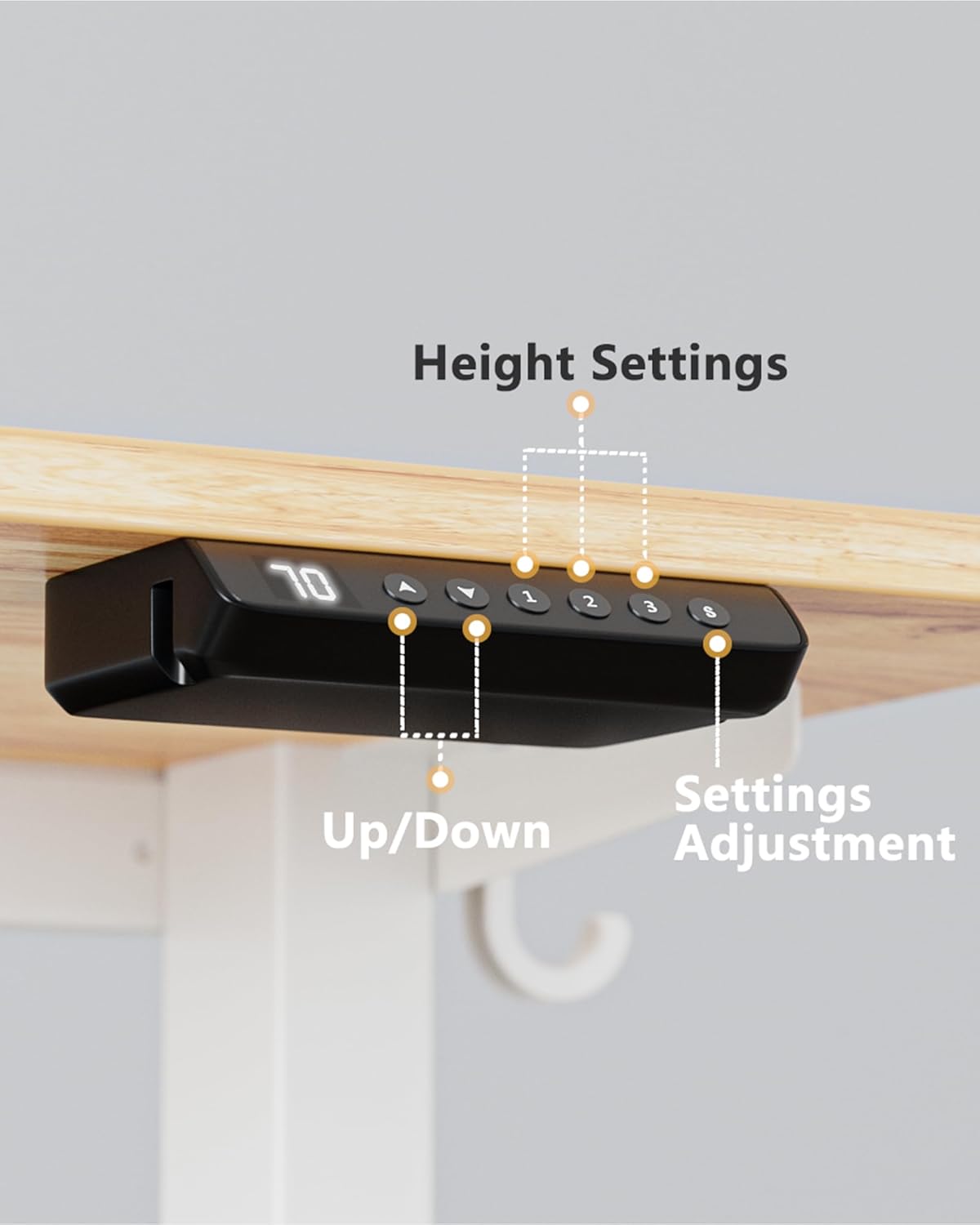 FEZIBO One-Piece Standing Desk Adjustable Height Stand up Home Office Desk, 55x24 Inch Electric Standing Computer Desk, with 4 Memory Presets, Fixable casters, Light Rustic