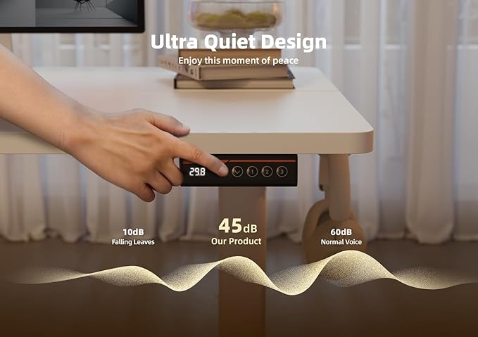 YDN Electric Standing Desk, Adjustable Height Desk 55x24 Inchs Stand up Desk, Sit Stand Home Office Desk with Splice Board, White Top