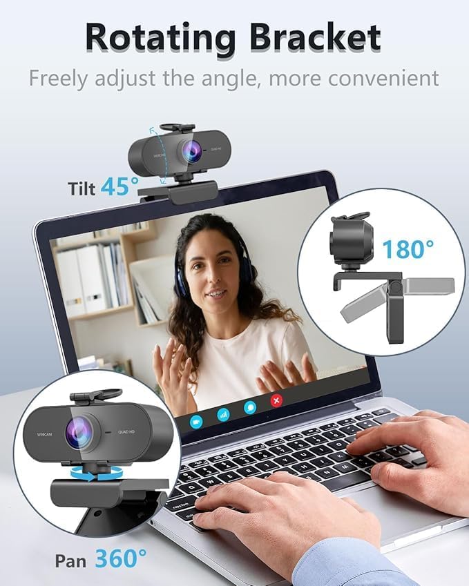 2K webcam for pc with Microphone,Privacy Cover Slider Streaming Web cam for Mac Laptop,usb external computer camera for desktop,best Full Hd face cam for video Conference,gaming,Zoom, microsoft teams