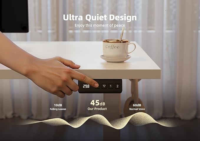 Seang Standing Desk with Adjustable Height, 63x24 Inch Electric Stand Up Desk for Home Office, Studio, Computer Workstation, White Top