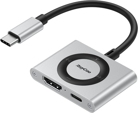 RayCue 2-in-1 USB C Hub, USB C to HDMI Adapter with HDMI 4K@60Hz & 100W PD Charging - Adapter for Laptop, MacBook, IPad (USB-C), iPhone 15/16, Tablets, Switch