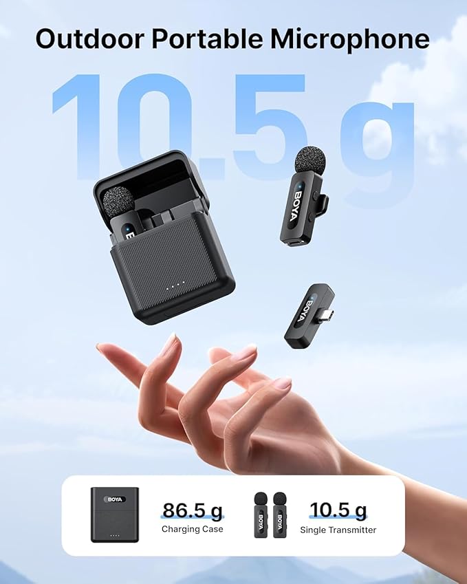 BOYA V30 Wireless Lavalier Microphone for iPhone/Android/PC/Laptop with USB-C Port, 36H Battery Life with Charging Case, Noise Canceling Clip on Lapel Microphone Wireless Mini Mic for Video Recording