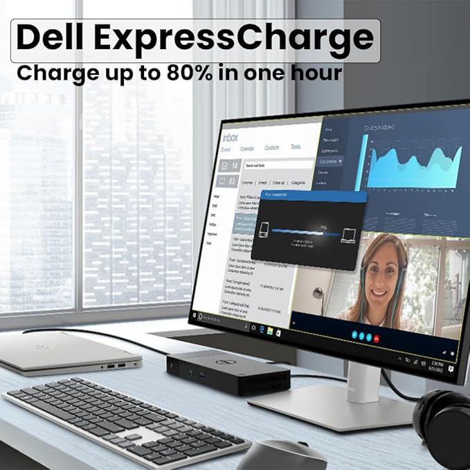 Dell WD19S Docking Station Bundle with USB-C and Dual Monitor Support - Complete Package Includes Dell WD19S Dock, 180W Power Adapter, Thunderbolt 3 & Ethernet Cable, Microfiber Cloth (Renewed)