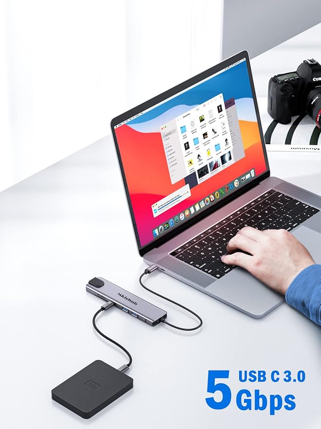USB C Laptop Docking Station, Mkighub 11 in 1 Type C Hub Multiport Adapter Dongle w/2 HDMI 4K, 100W PD, Gigabit Ethernet, SD/TF, 2 USB3.0, 2 USB2.0, USB C 3.0 Data, for Dell/Surface/HP/Lenovo Laptops