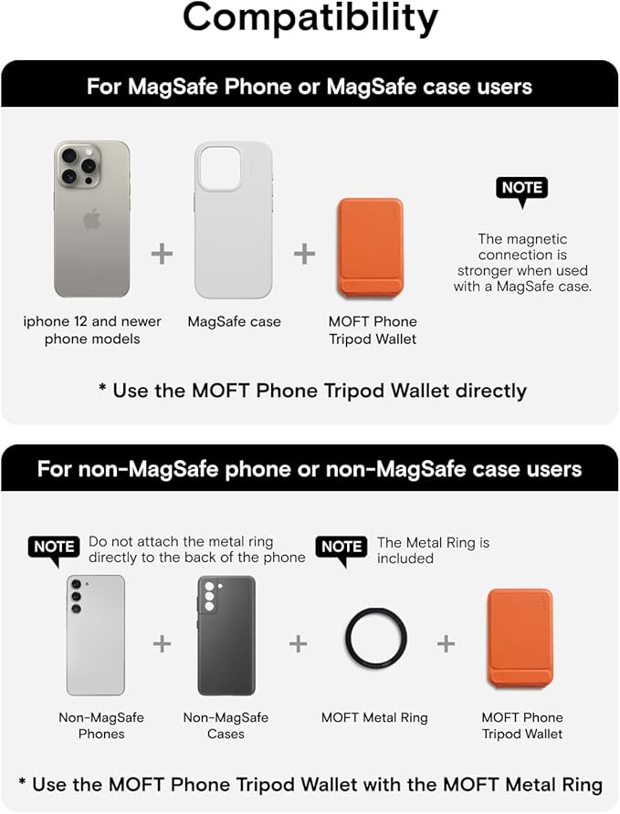 MOFT Phone Tripod Wallet, 3 in 1 Phone Stand, NFC-Supported Magnetic Phone Wallet, MOVAS Vegan Leather Adjustable Card Holder, Sunrise