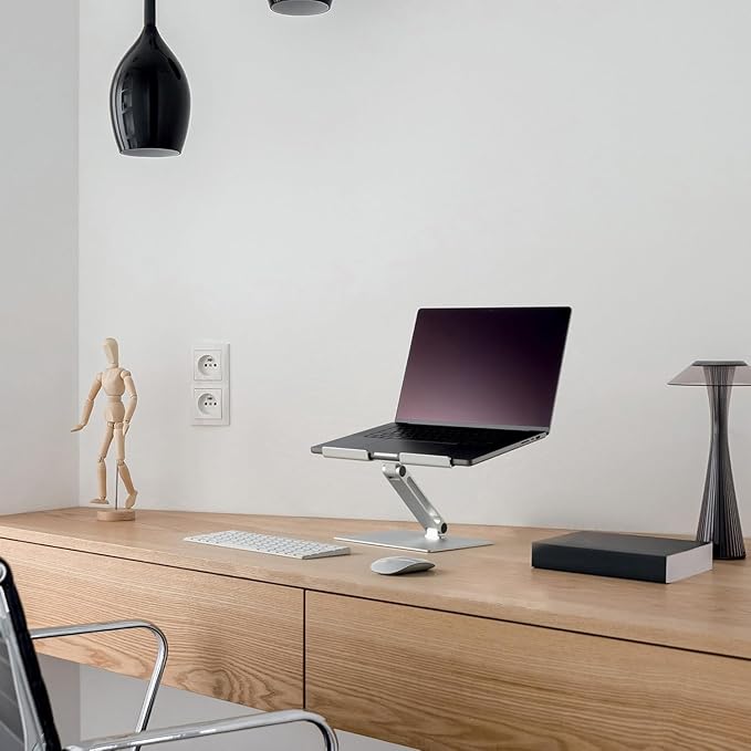 Durable Folding Adjustable Laptop & Tablet Holder - Non Slip Silver Aluminum Laptop Mount for 10" - 17" Laptops - Portable Laptop Stand Folds for Easy Storage