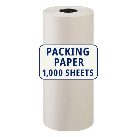 BOX USA Packing Paper Roll 1440'L x 12"W - 1,000 Sheets 17??Long Equivalent - Large White Newsprint for Shipping, Packaging, Storage and Moving Supplies