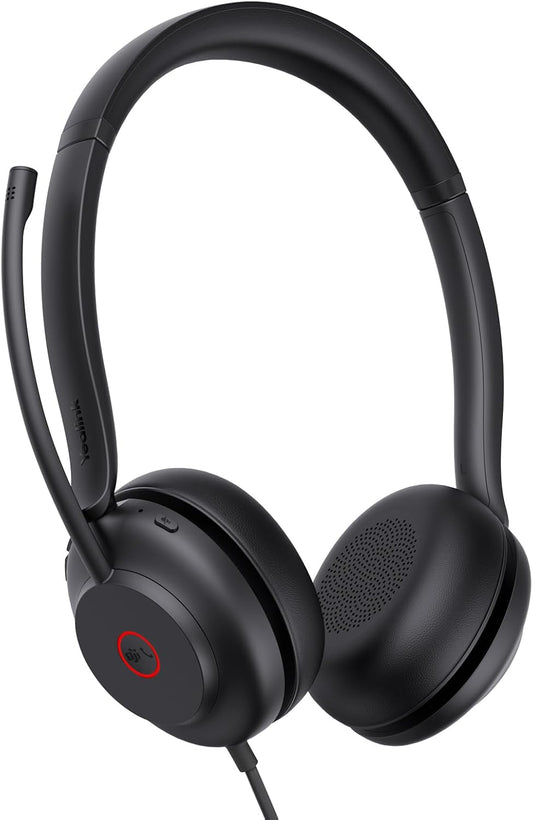 Yealink UH35 USB Headset for PC, Wired Headphones with Noise Cancelling Microphone, Certified Teams, All-Day Comfort Design, Stereo Headset for Home Office Online Meeting, Easy Mute, Busylight