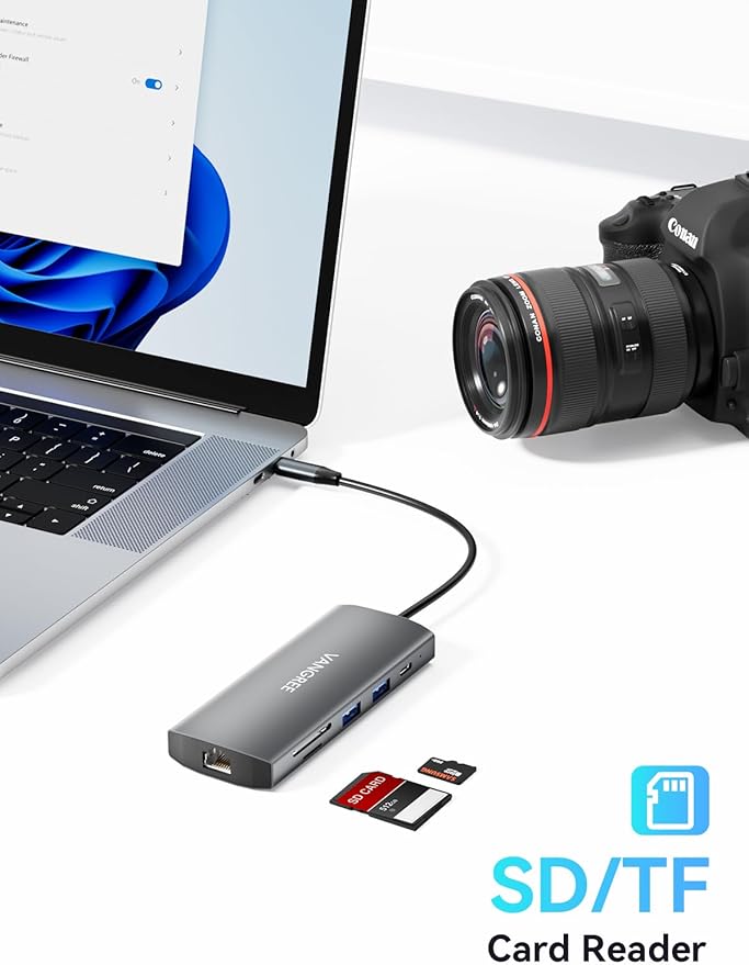 USB C Hub with Dual 4K@60Hz Displayports, 2 USB-A & 2 USBC 3.2 10Gbps Ports, 1Gbps Ethernet, 100W PD, SD/TF, USB C Splitter Docking Station for MacBook Pro/Air, iMac, iPad Pro, XPS, Thinkpad,Surface
