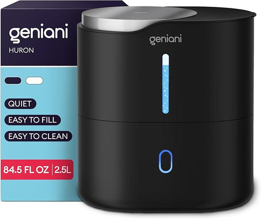 Top Fill Humidifier with Essential Oil Diffuser 2.5L for Home, Baby, Bedroom, Large Room & Indoor Plants, Small Cool Mist Air Humidifiers for Baby, Ultrasonic Quiet, Night Light (Black)