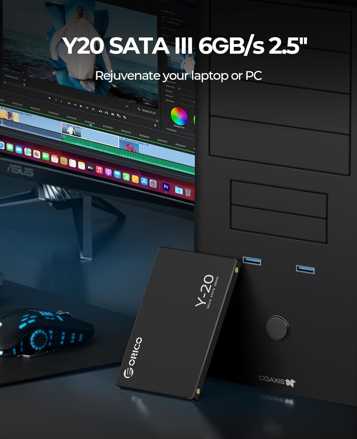 ORICO 512GB SATA SSD 2.5 Inch Internal Solid State Drive, Read Speed up to 500MB/s, SATA III 6Gbps for Desktop Laptop NAS DIY External Drive - Y20