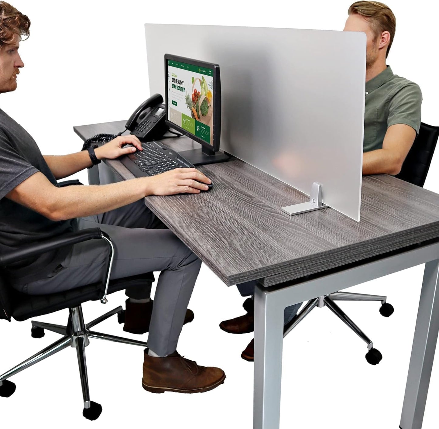 OBEX Acrylic Free Standing Screen, Divider for Desk Privacy Home & Office Partitions for Table Top Workstation, Portable Cubicle Panel for Work, 18" x 30", Frosted